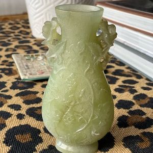 Carved jadeite urn